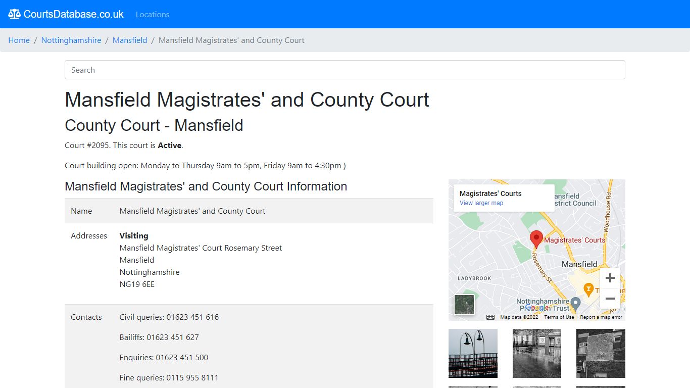 Mansfield Magistrates' and County Court - Courts Database